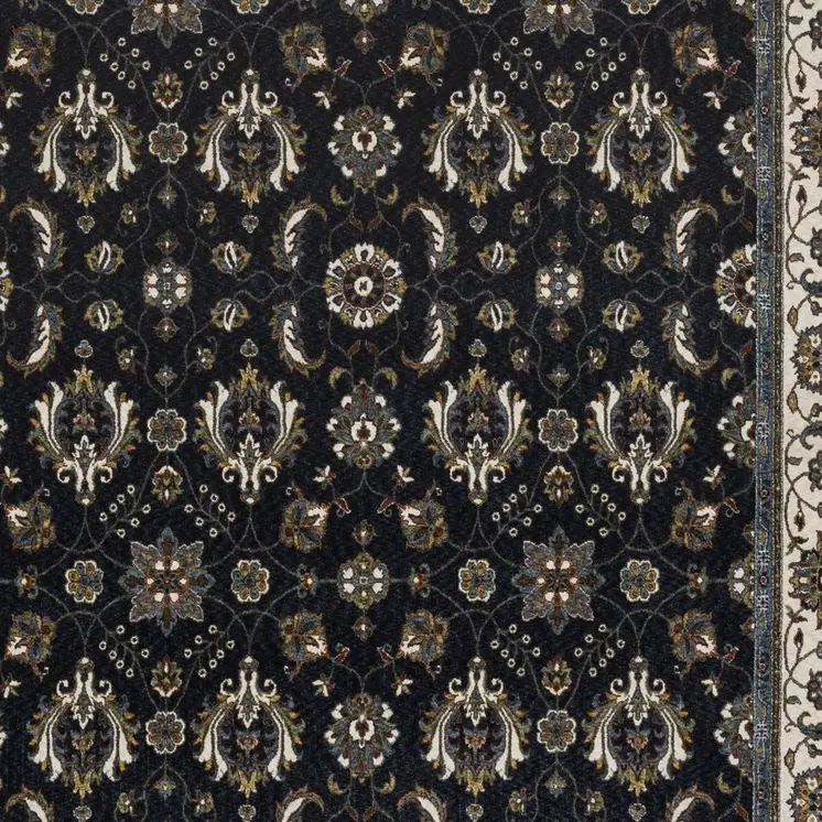 7' X 10' Blue And Ivory Oriental Area Rug With Fringe