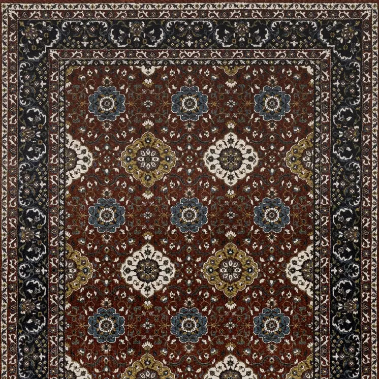 10' X 13' Red Medallion Area Rug With Fringe