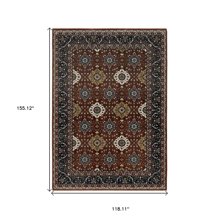 10' X 13' Red Medallion Area Rug With Fringe