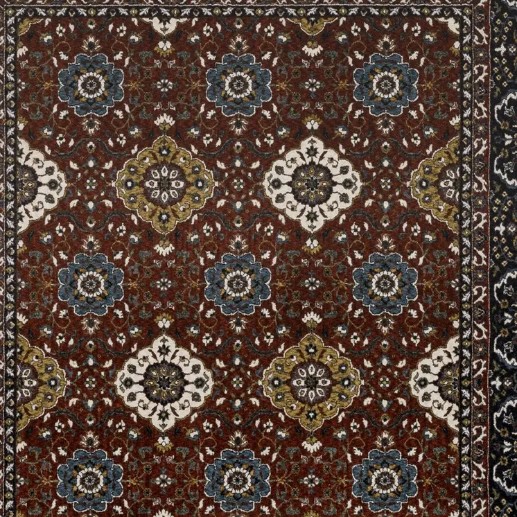 10' X 13' Red Medallion Area Rug With Fringe