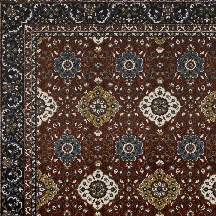 4' X 6' Red Medallion Area Rug With Fringe