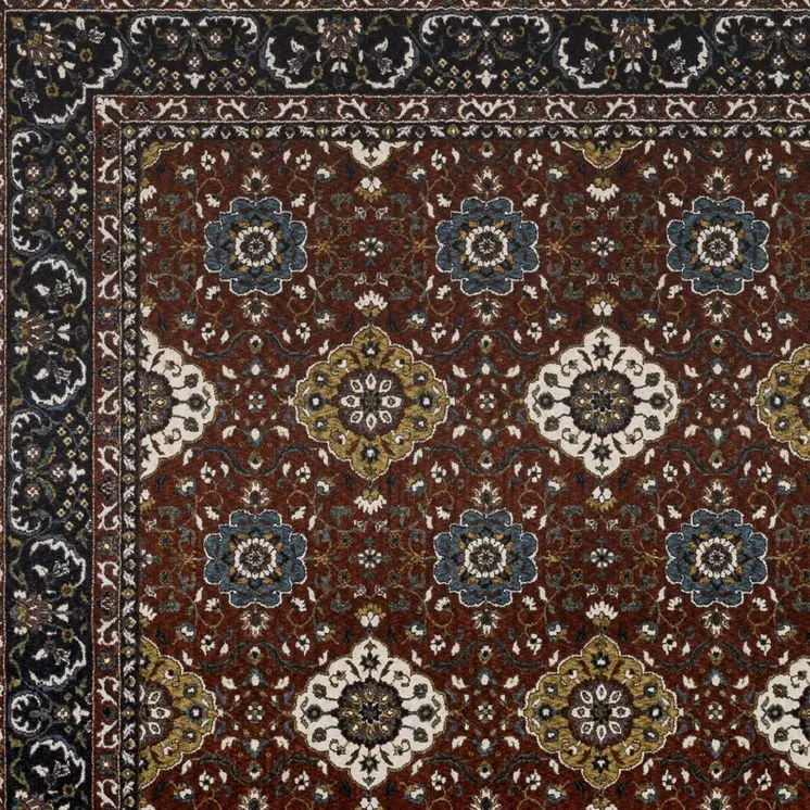 7' X 10' Red Medallion Area Rug With Fringe