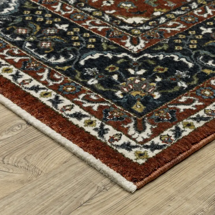 8' X 11' Red Medallion Area Rug With Fringe