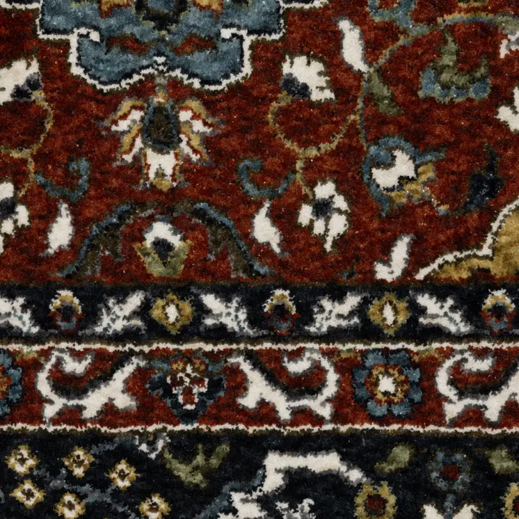 8' X 11' Red Medallion Area Rug With Fringe