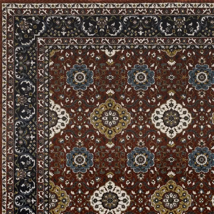8' X 11' Red Medallion Area Rug With Fringe