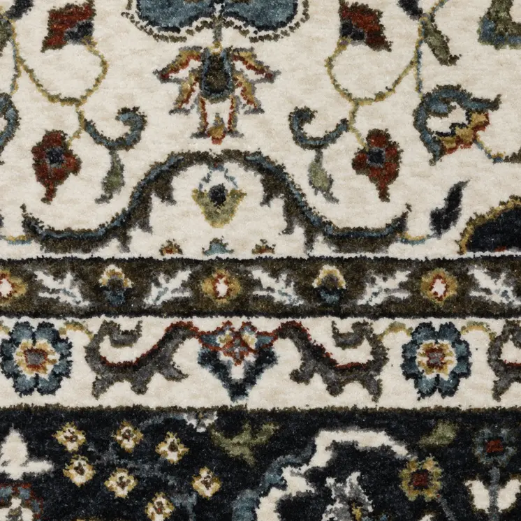 5' X 8' Ivory Medallion Area Rug With Fringe