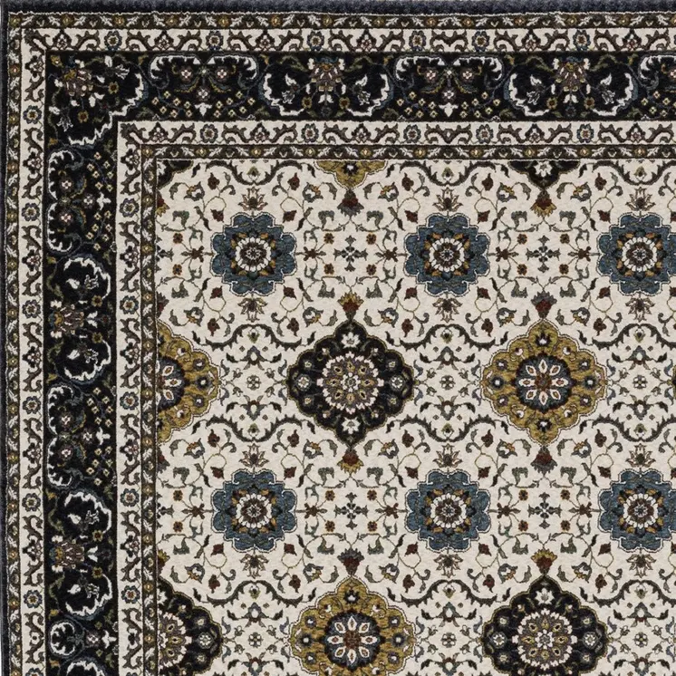 7' X 10' Ivory Medallion Area Rug With Fringe