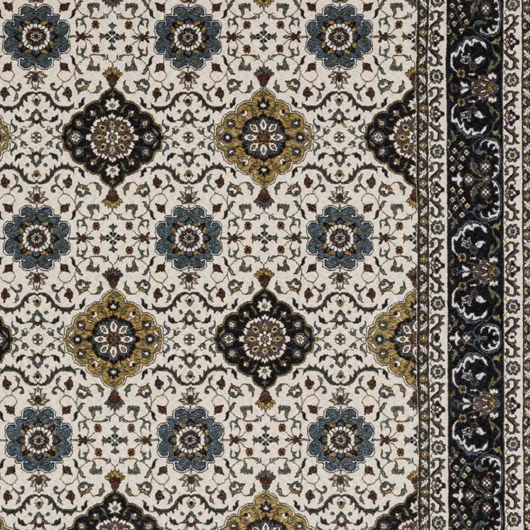 8' X 11' Ivory Medallion Area Rug With Fringe