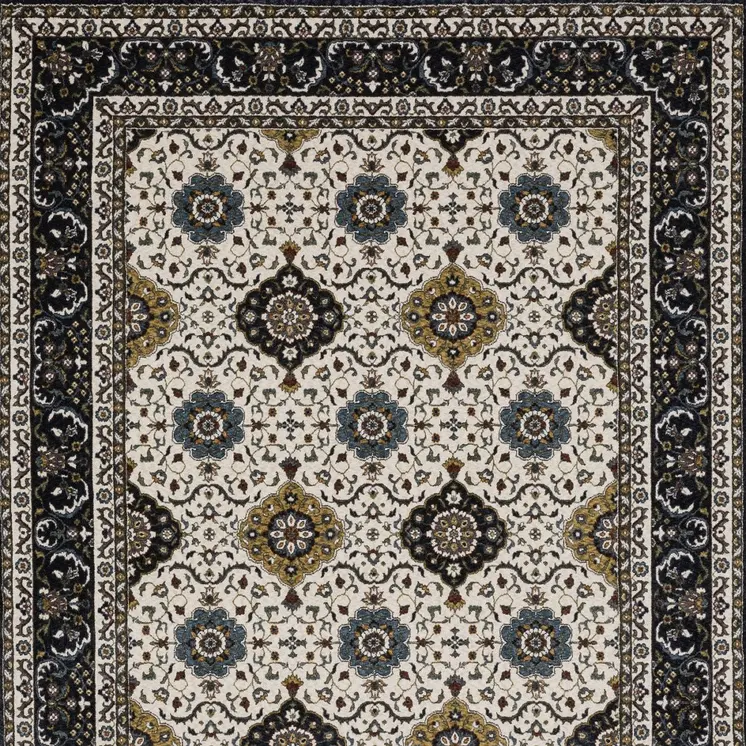8' X 11' Ivory Medallion Area Rug With Fringe