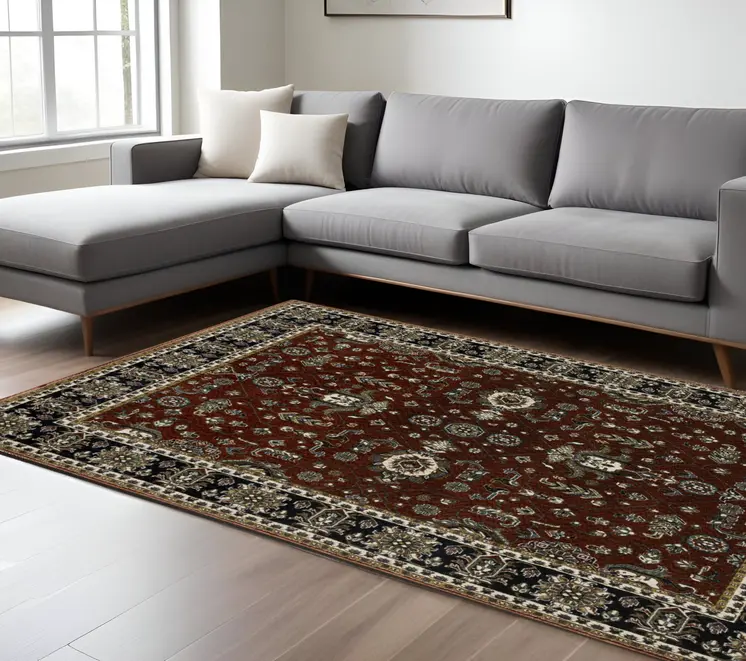 10' X 13' Red Oriental Area Rug With Fringe