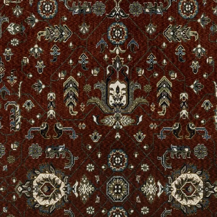 5' X 8' Red Oriental Area Rug With Fringe