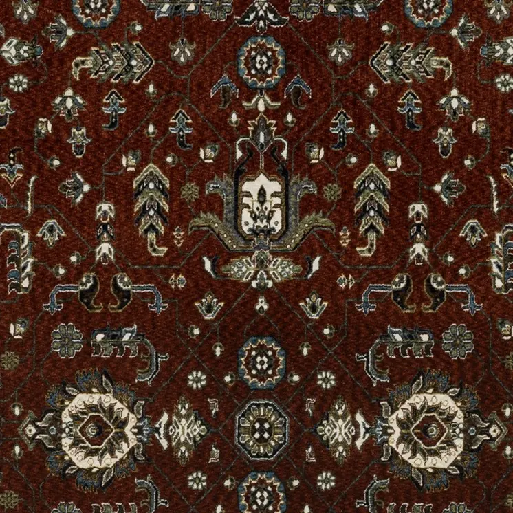 8' X 11' Red Oriental Area Rug With Fringe