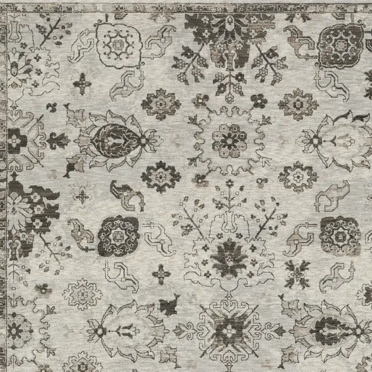 10' X 13' Ivory And Gray Oriental Area Rug With Fringe