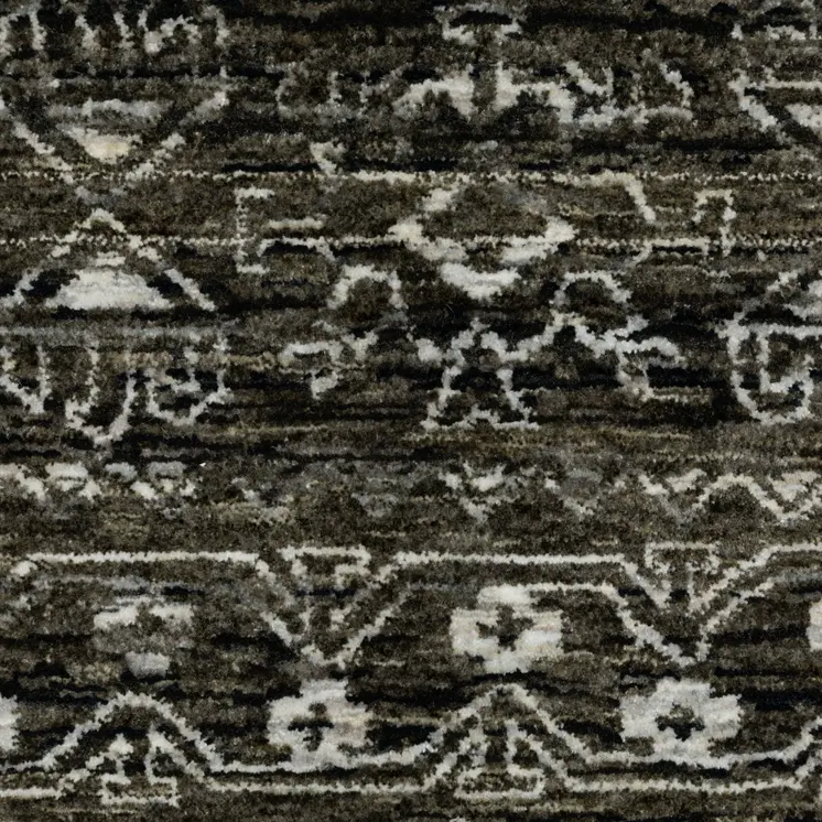 5' X 8' Black And Gray Tribal Area Rug With Fringe