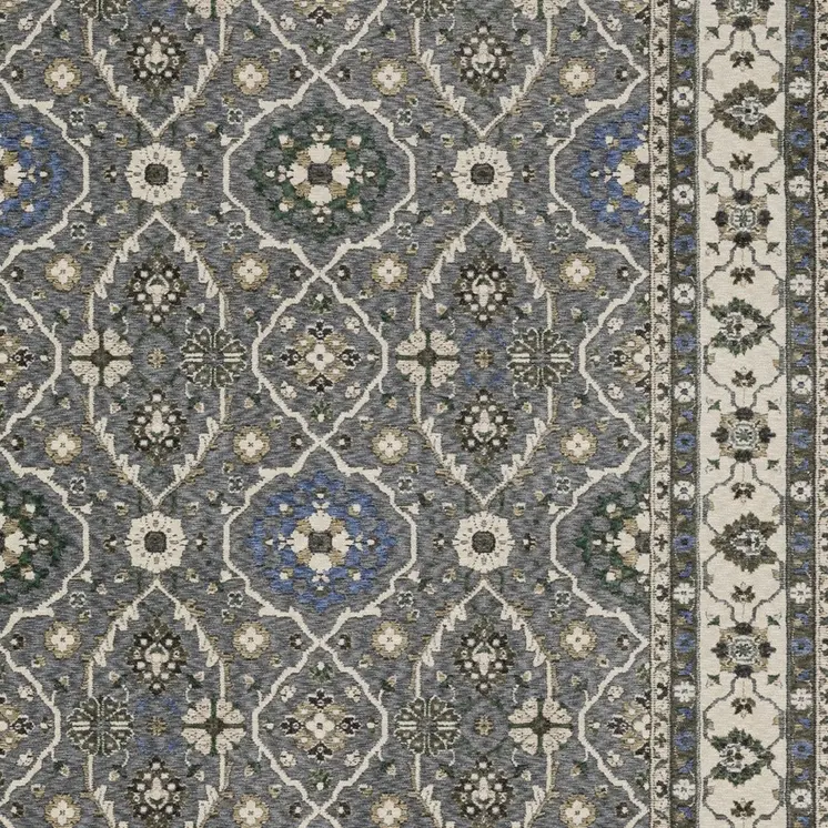 5' X 8' Blue And Gray Oriental Area Rug With Fringe