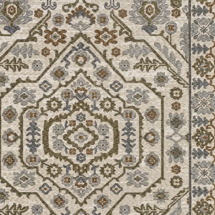 10' X 13' Ivory And Rust Floral Area Rug With Fringe
