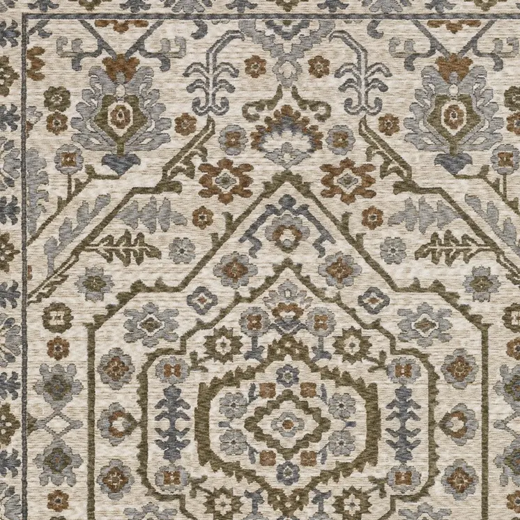 4' X 6' Ivory And Rust Floral Area Rug With Fringe