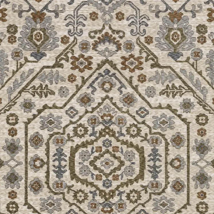 8' X 11' Ivory And Rust Floral Area Rug With Fringe
