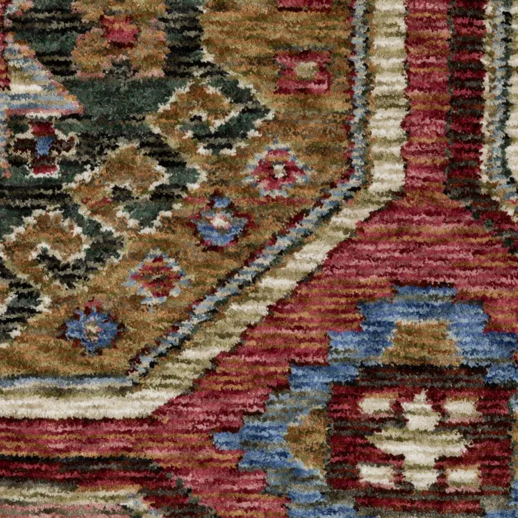 5' X 8' Pink And Red Medallion Area Rug With Fringe