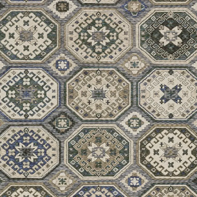 10' X 13' Ivory And Blue Medallion Area Rug With Fringe