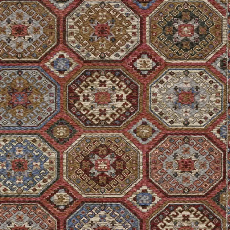 4' X 6' Pink And Red Medallion Area Rug With Fringe