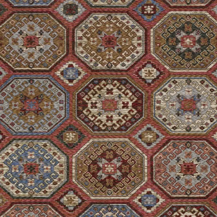 8' X 11' Pink And Red Medallion Area Rug With Fringe