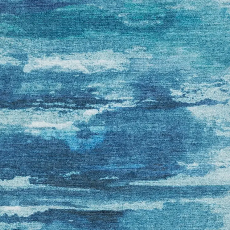 5' X 7' Sky Blue And Ivory Abstract Distressed Area Rug