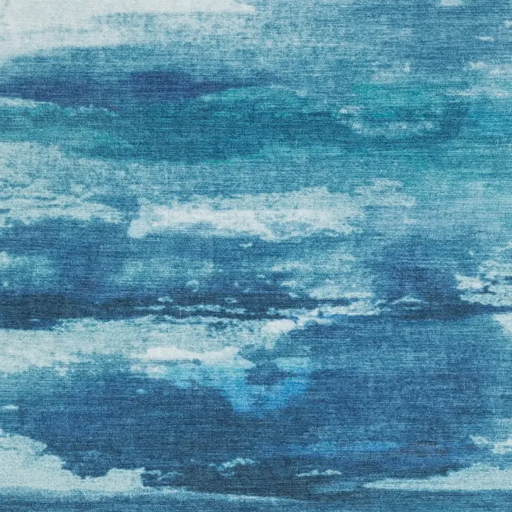 8' X 10' Sky Blue And Ivory Abstract Distressed Area Rug