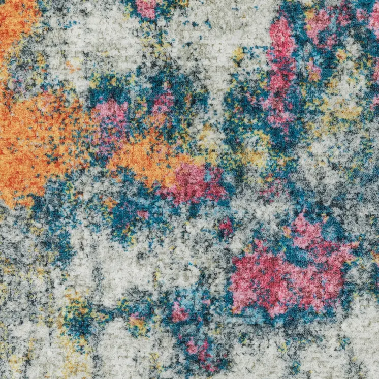 4' X 6' Blue Yellow And Red Abstract Distressed Area Rug
