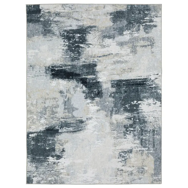 8' X 10' Ivory And Gray Abstract Distressed Area Rug