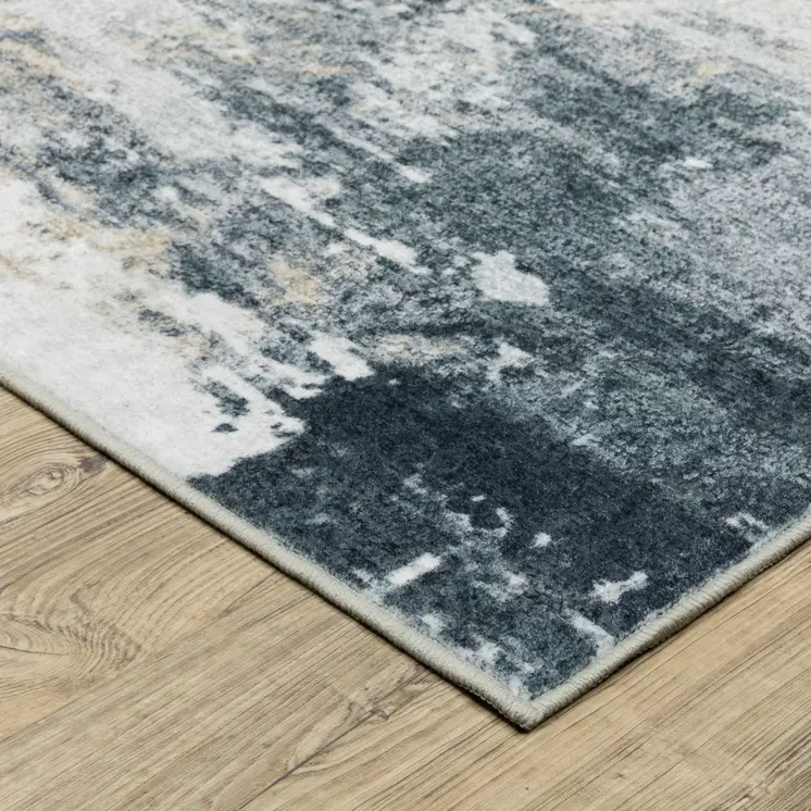 8' X 10' Ivory And Gray Abstract Distressed Area Rug