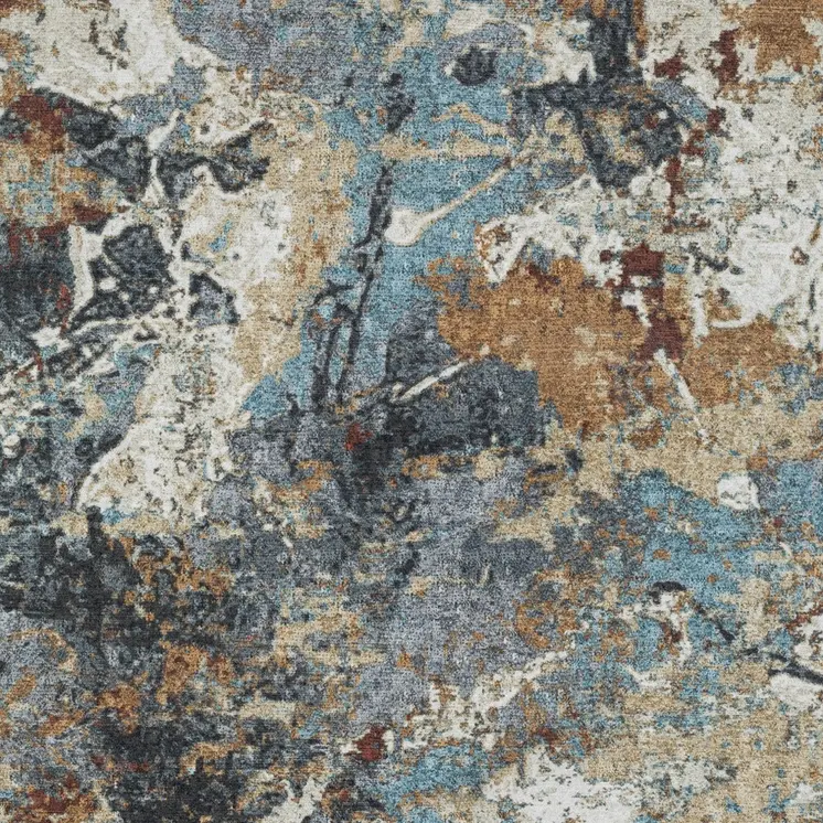 8' X 10' Blue And Rust Abstract Distressed Area Rug