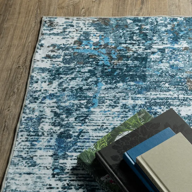 5' X 7' Ivory Abstract Distressed Area Rug