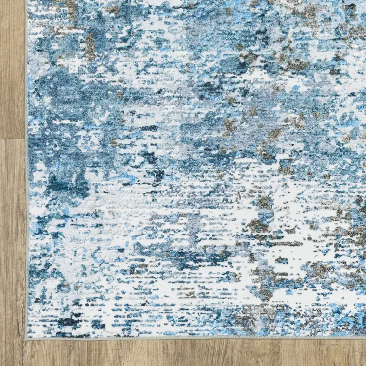 5' X 7' Ivory Abstract Distressed Area Rug