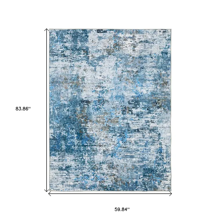 5' X 7' Ivory Abstract Distressed Area Rug