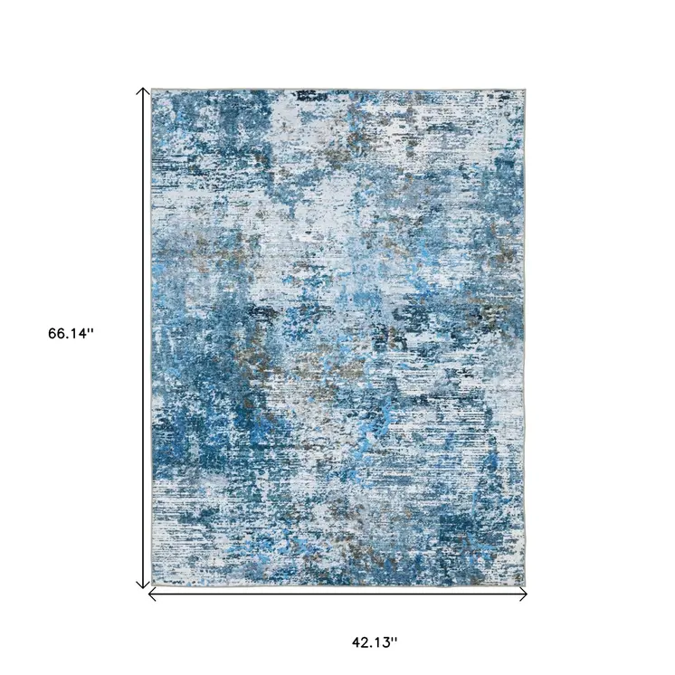 4' X 6' Ivory Abstract Distressed Area Rug
