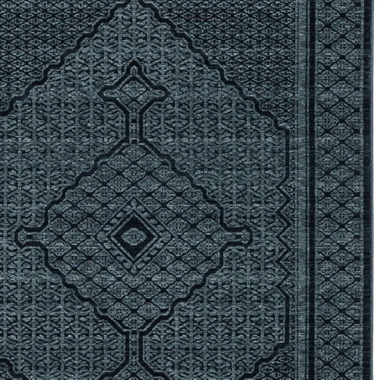 5' X 8' Blue And Teal Medallion Area Rug With Fringe