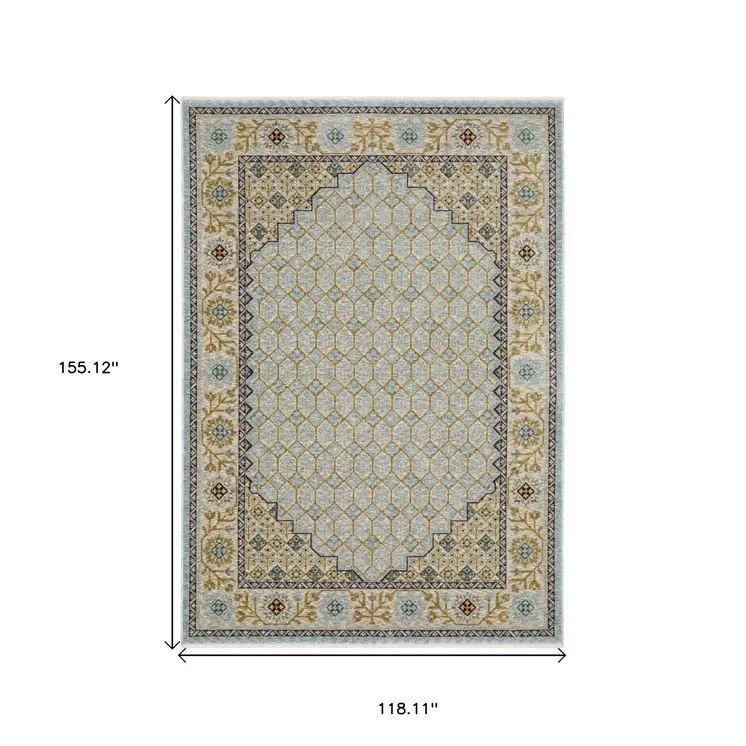 10' X 13' Gold Oriental Area Rug With Fringe
