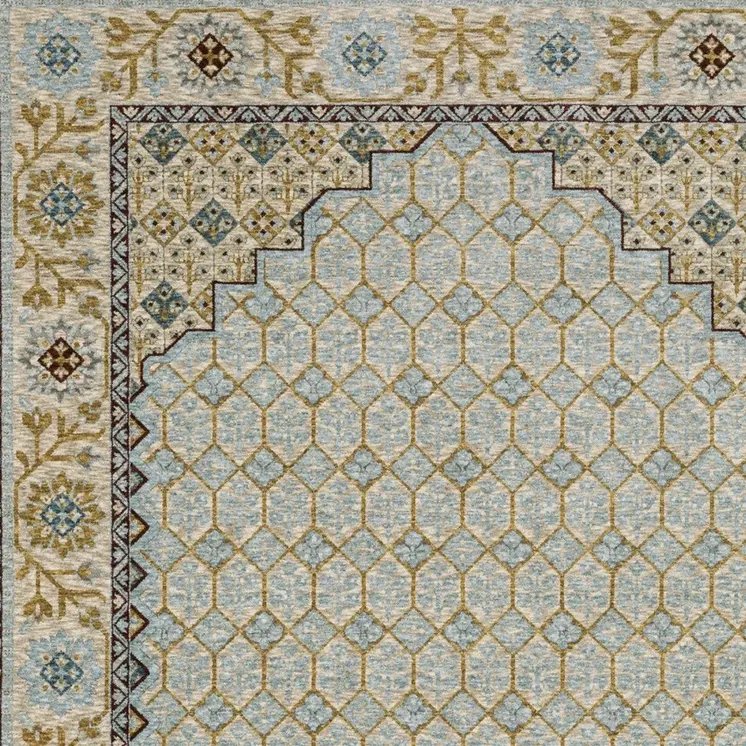 8' X 11' Gold Oriental Area Rug With Fringe
