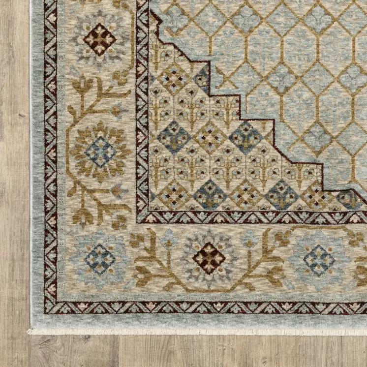8' X 11' Gold Oriental Area Rug With Fringe