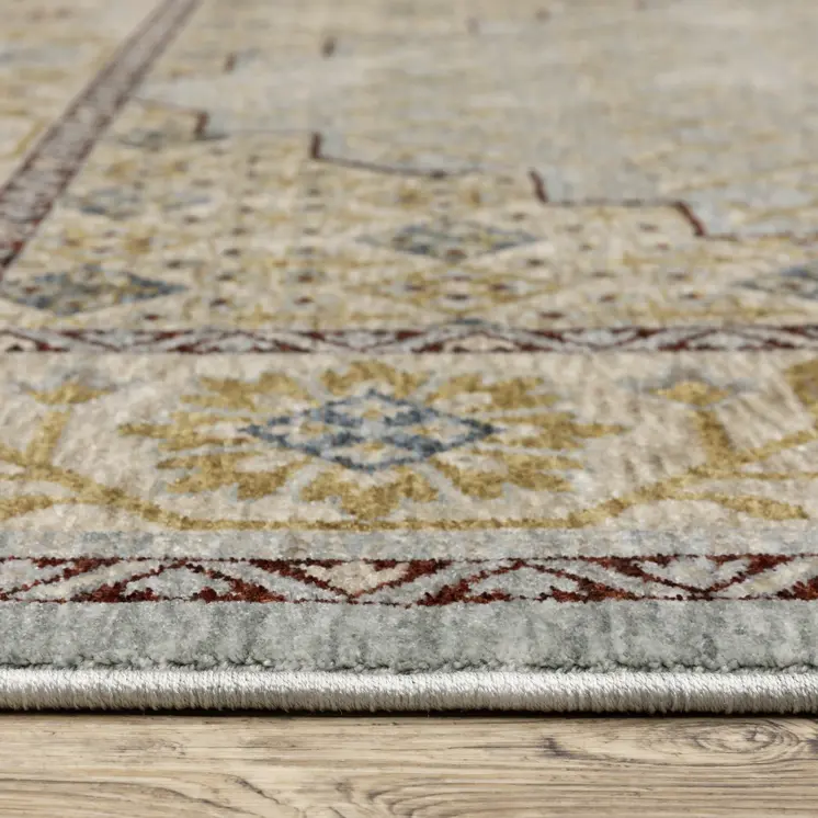 8' X 11' Gold Oriental Area Rug With Fringe