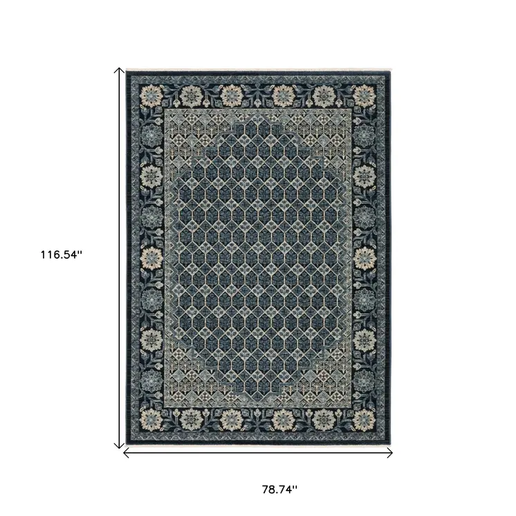 7' X 10' Ivory Oriental Area Rug With Fringe