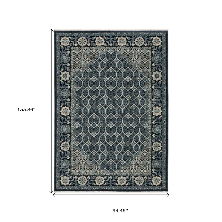 8' X 11' Ivory Oriental Area Rug With Fringe
