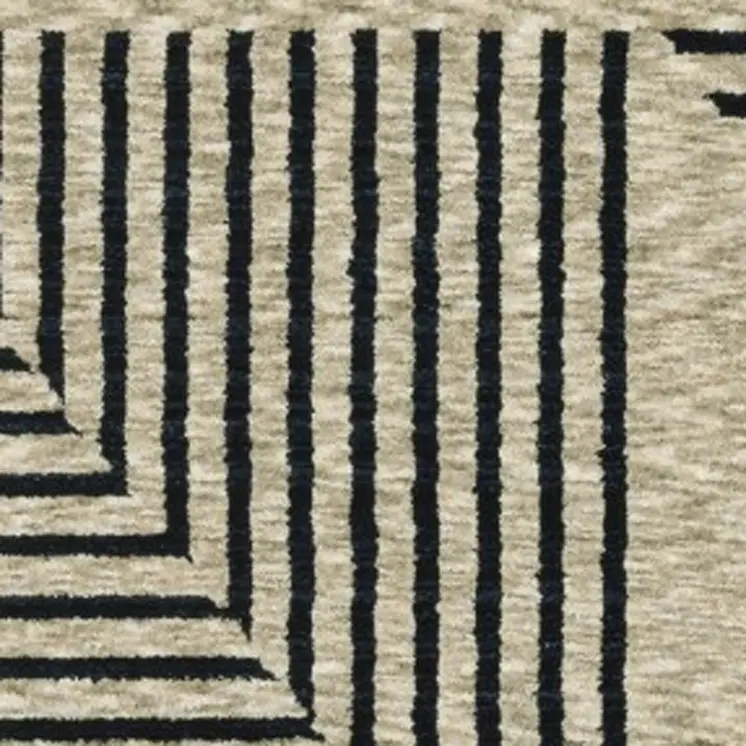 10' X 13' Beige Geometric Area Rug With Fringe