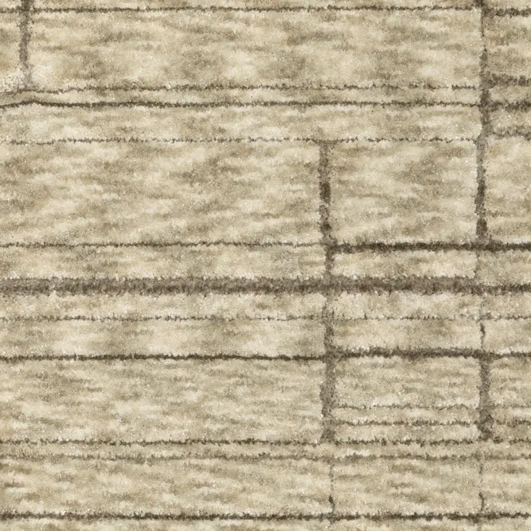 5' X 8' Beige And Brown Geometric Area Rug With Fringe