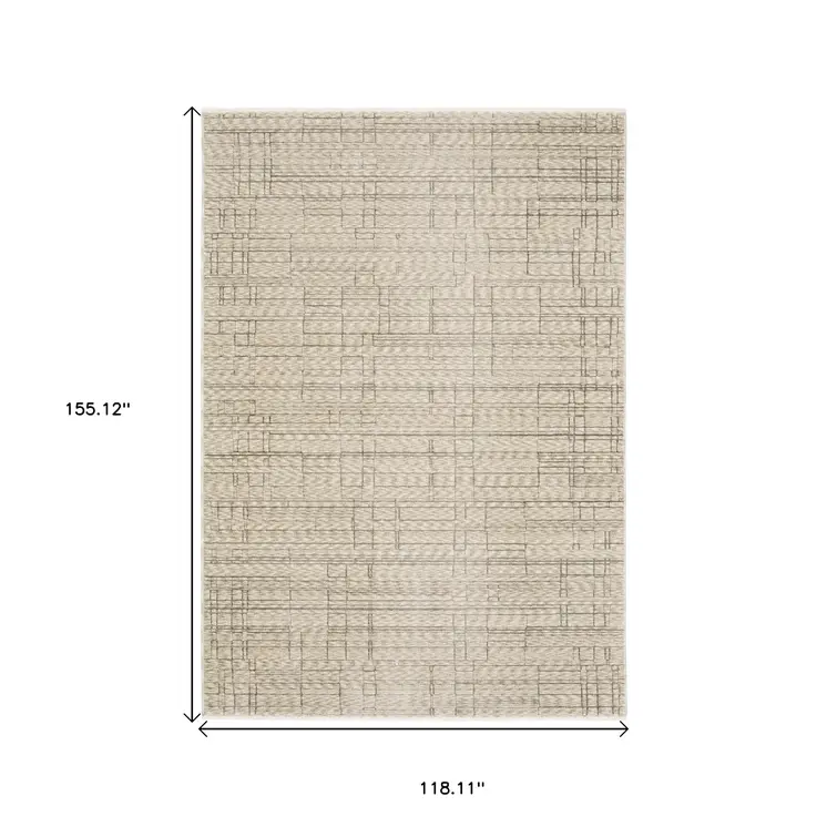 10' X 13' Beige And Brown Geometric Area Rug With Fringe