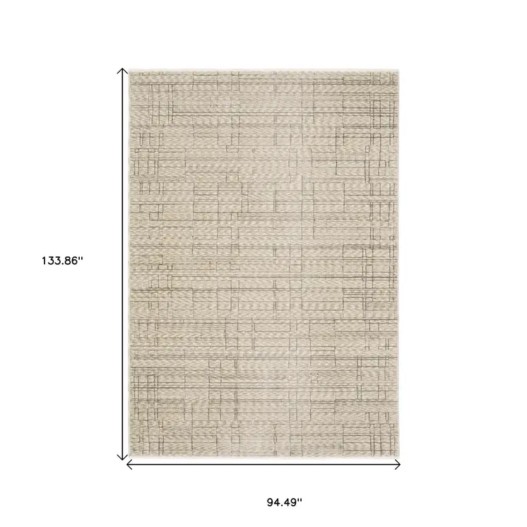 8' X 11' Beige And Brown Geometric Area Rug With Fringe