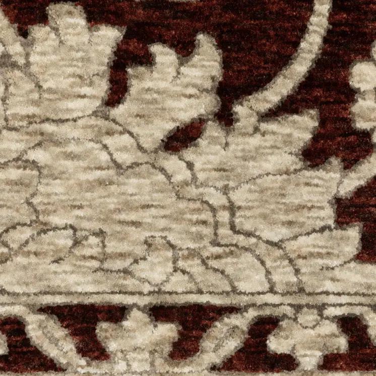 7' X 10' Beige Floral Area Rug With Fringe
