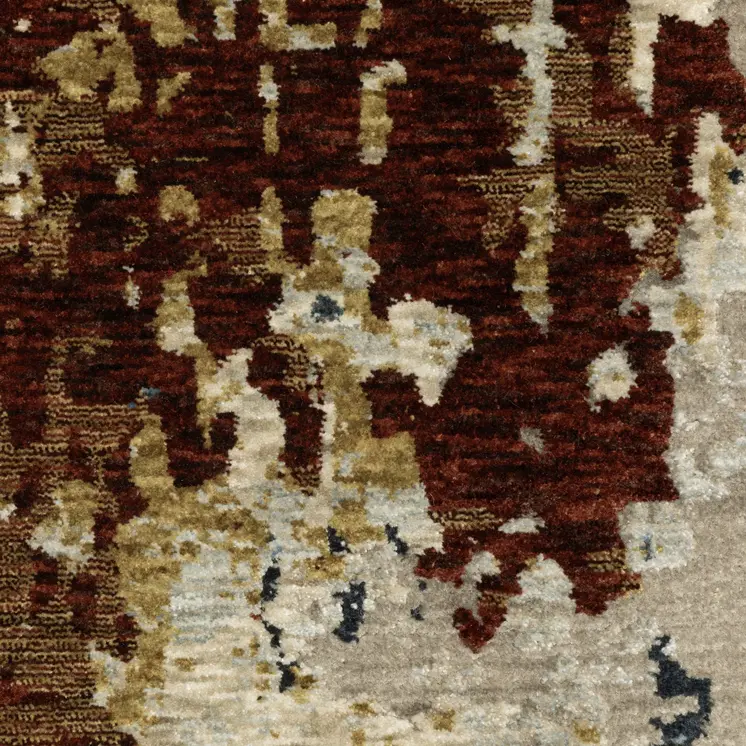 8' X 11' Beige Rust And Light Blue Abstract Distressed Area Rug With Fringe