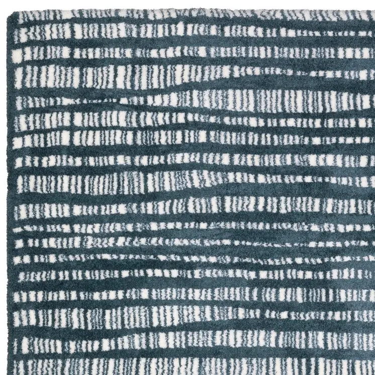 7' X 10' Teal And Ivory Striped Distressed Area Rug